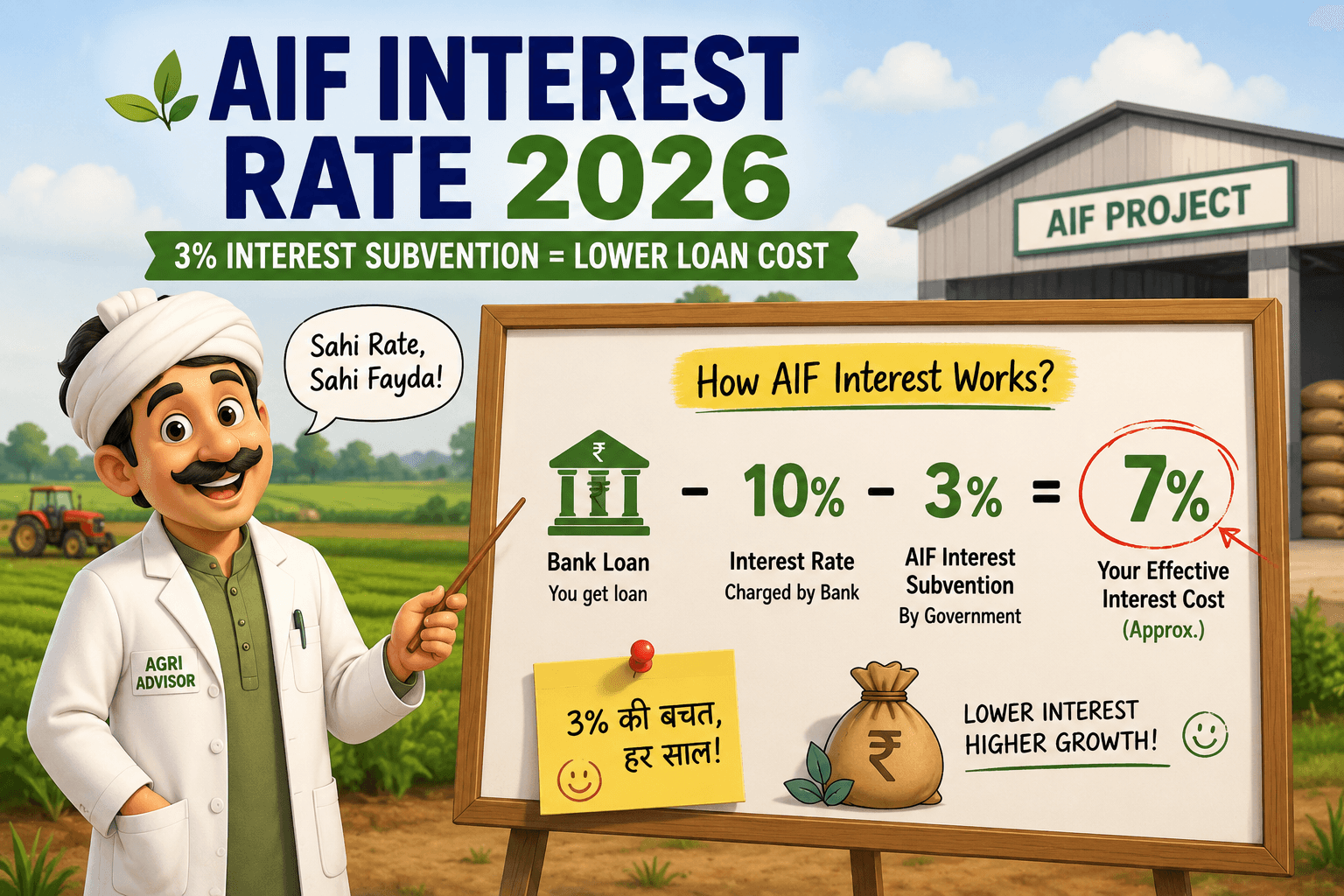 AIF interest rate 2026 explained with 3% interest subvention and effective loan cost